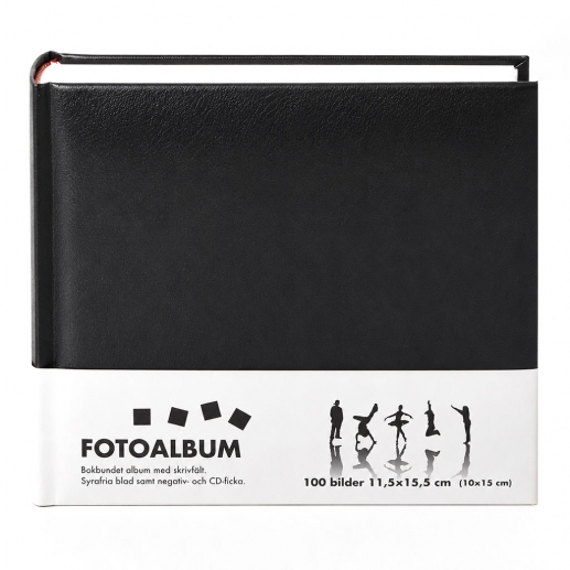 Fotoalbum 17x20 cm - För 100 bilder - Svart Omslag - Vita Sidor