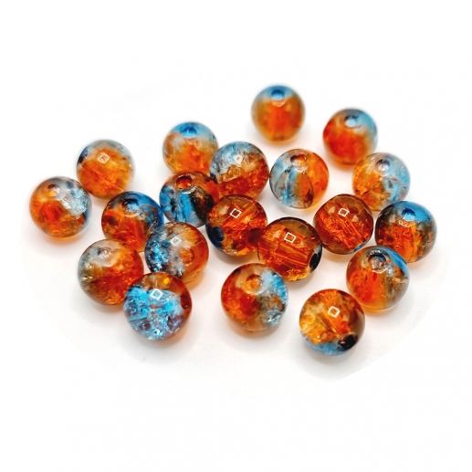 Glaspärlor 8 mm - Sparkle Red / Blue - 20 st