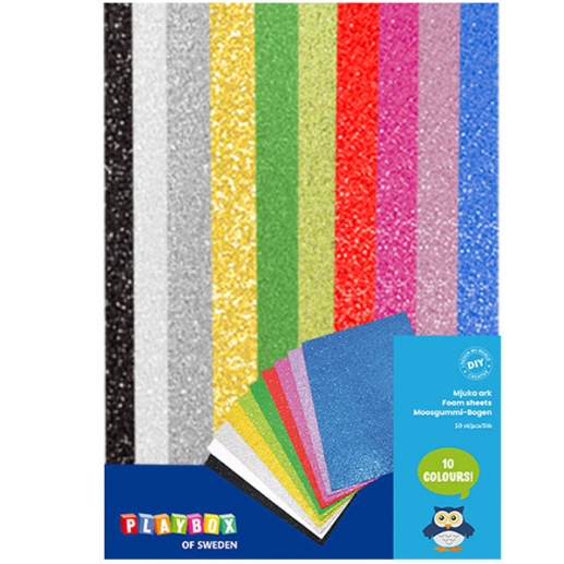Mossgummi Foam A4 - Glitter Färger - 10 st