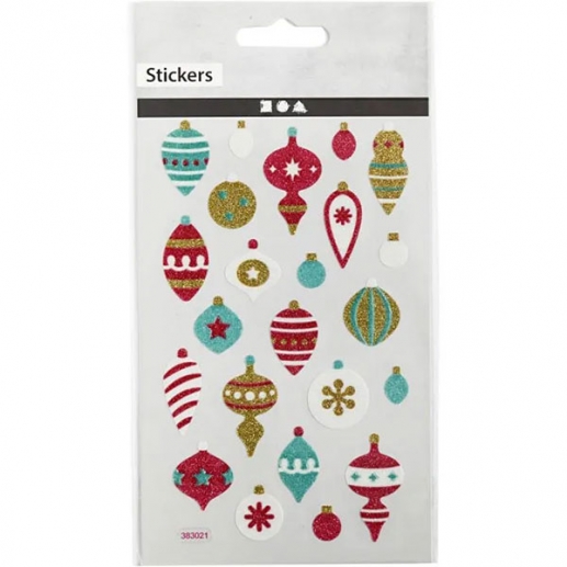 Glitter Stickers - Julornament - 10x16 cm