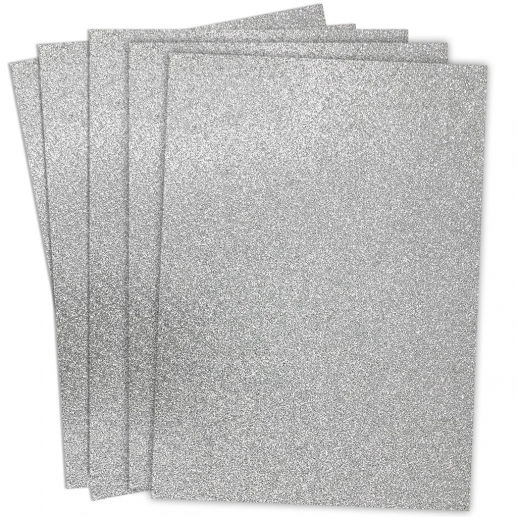 Glitterpapper A4 - Silver - 5 ark - 210 g