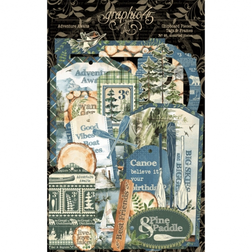 Chipboard Pieces, Tags & Frames - Adventure Awaits - Graphic 45