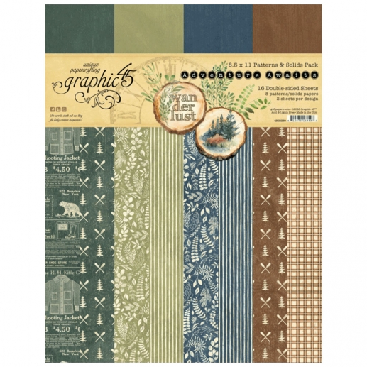 Paper Pack 8,5x11 Tum - Adventure Awaits Patterns & Solids - Graphic 45