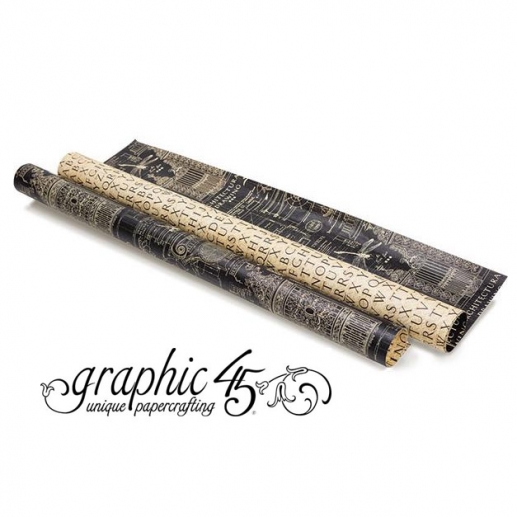 Graphic45 DIY Craft Paper 50x70 cm Architecture & Alphabet, Black Graphic 45