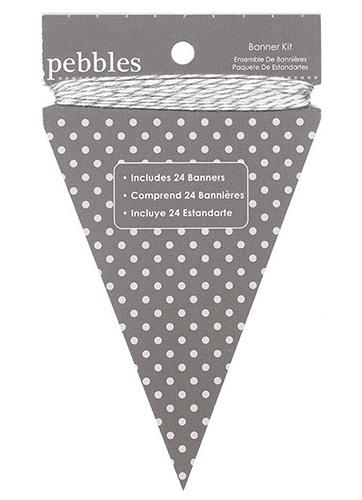Banner Die Cuts Pebbles Basics Kit Triangle Ash Grey Chipboard