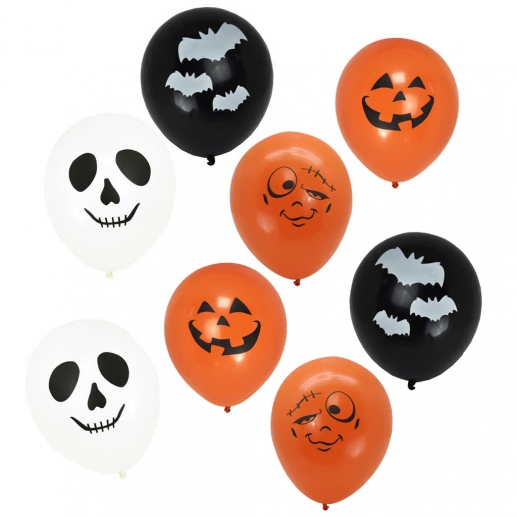 Ballonger 8 st - Halloween-motiv - 25 cm