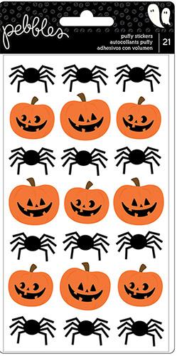 Stickers Pebbles Boo Puffy Pumpkins & Spiders