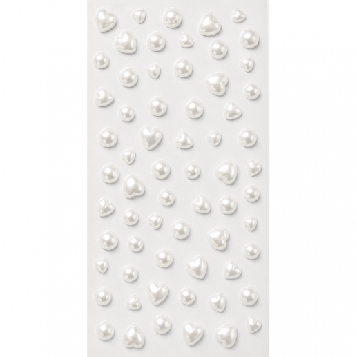 Pearls White Hearts And Dots - 64 st - Självhäftande
