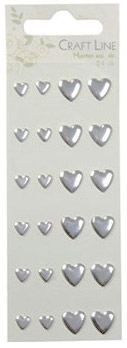 Heart Stickers 3D - Craft Line - Silver 24 st