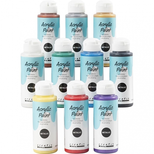 A-Color Akrylfärg Pearl Metallic 10 st x 120 ml Hobbyfärg Set