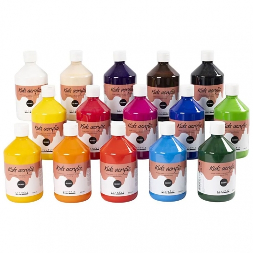 Akrylfärg Kids Acrylic Blank - Mixade Färger - Blank - 15 st x 500 ml