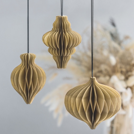 Honeycomb Ornament 3 st - Natur - Juldekoration