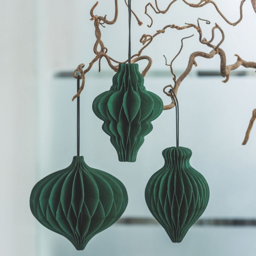 Honeycomb Ornament 3 st - Grön - Juldekoration