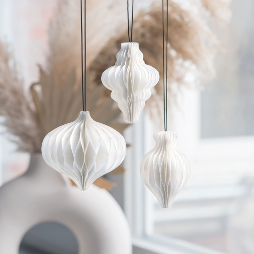 Honeycomb Dekorationer - Vit - 3 st - Heyda