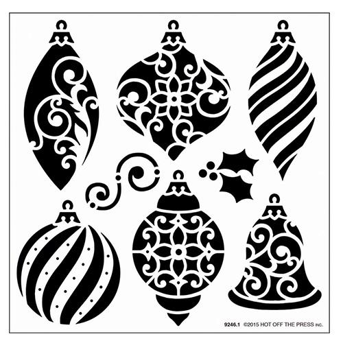 Schablon Hot Off The Press Christmas Ornaments Stencil