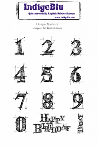 Rubber Stamp IndigoBlu Design Numbers Stämplar Alfabet