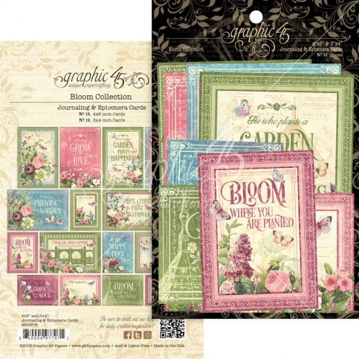 Journaling Cards Graphic 45 Bloom till scrapbooking, pyssel och hobby