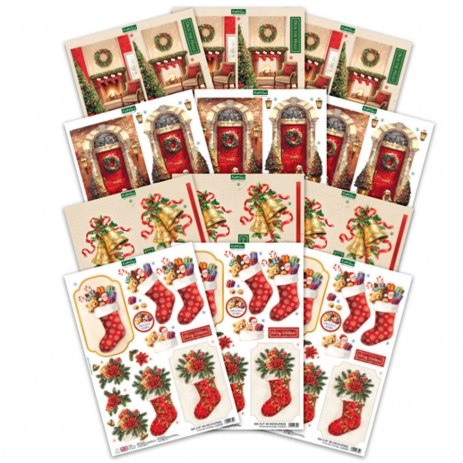 3D Motiv Julkort - 12 ark - Deck the Halls by Katy Sue Designs