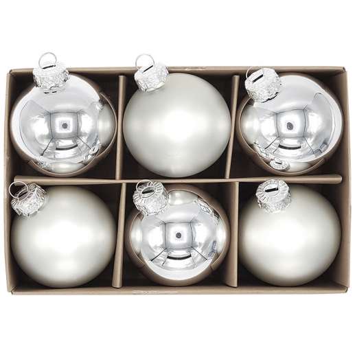Julgranskulor av Glas - 6 st Silver - 6 cm