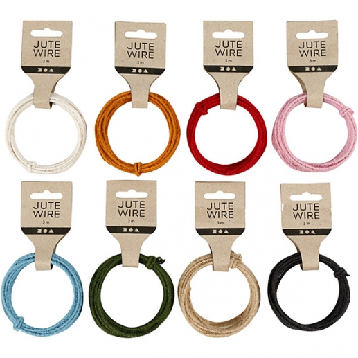 Jute Wire 2-4 mm - Mixade Färger - 3x8 m