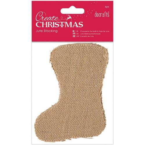 Julstrumpa Juteväv 4 st Create Christmas Jute Stocking Natur Julpyssel