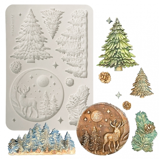 Silikonform A5 - White Christmas Winter Landscape - Stamperia