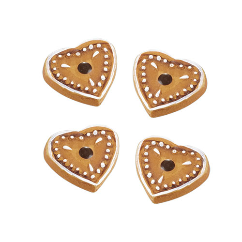 Miniatyr Pepparkakshjärtan - 4 st - 2,5 cm
