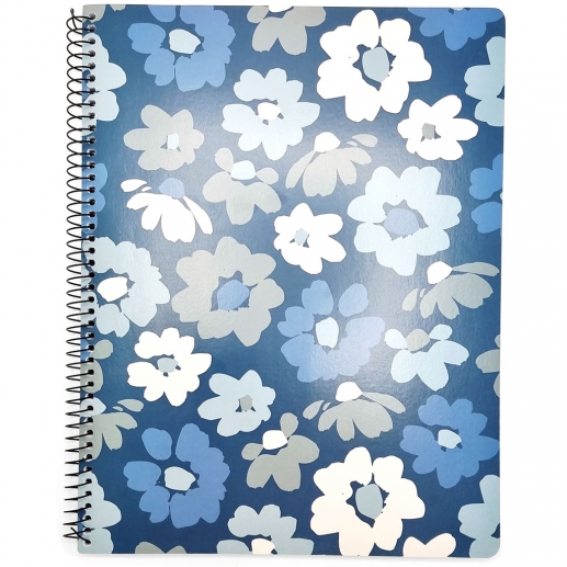 Kollegieblock A4 - 70 Linjerade Ark - Flower Power Blue