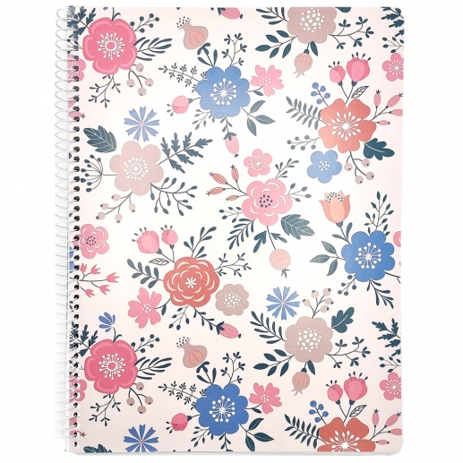 Kollegieblock A4 - 70 Linjerade Ark - Flower Power Pink