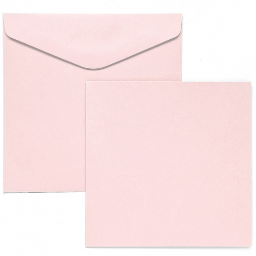Kort och kuvert - 13,5 x 13,5 cm - Rosa - 5 set