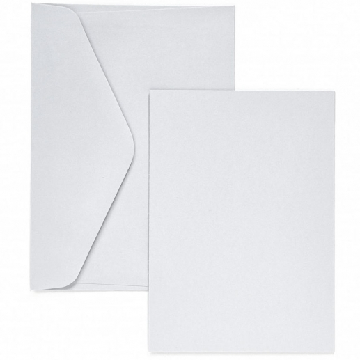Kort och Kuvert - A6 - Vit - 5 set
