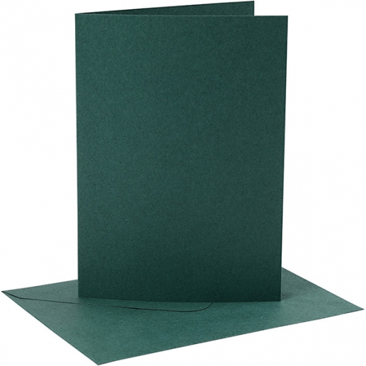 Kort och kuvert - 12,7x17,8 cm - Mörk Grön - 4 set