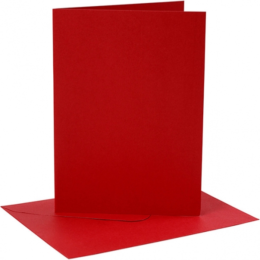 Kort och kuvert - 12,7x17,8 cm - Röd - 4 set