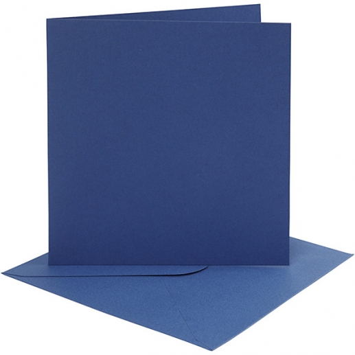 Kort och kuvert - 15,2x15,2 cm - Blå - 4 set