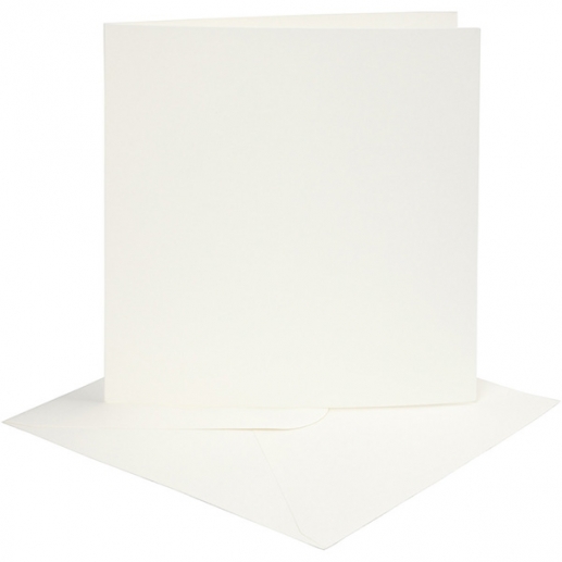 Kort och kuvert - 15,2x15,2 cm - Råvit - 4 set