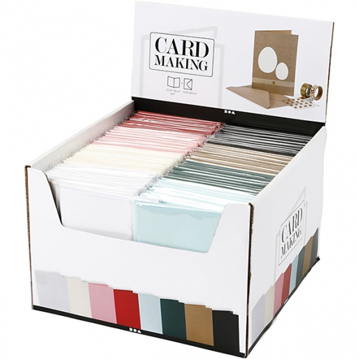 Kort och kuvert Storpack - Mixade Färger - Rektangel - 80 set