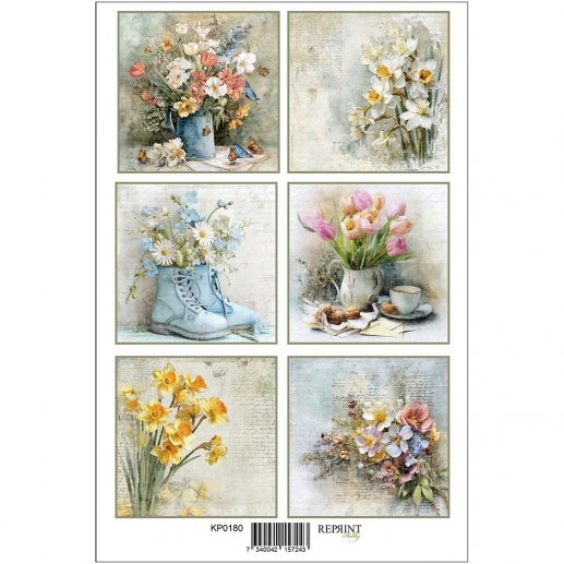 Papper Reprint A4 - Klippark - Hello Spring - Flowers