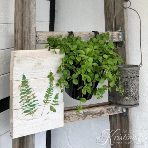 Tavla med schablontryck på Spillvirke - Hobbyfärg