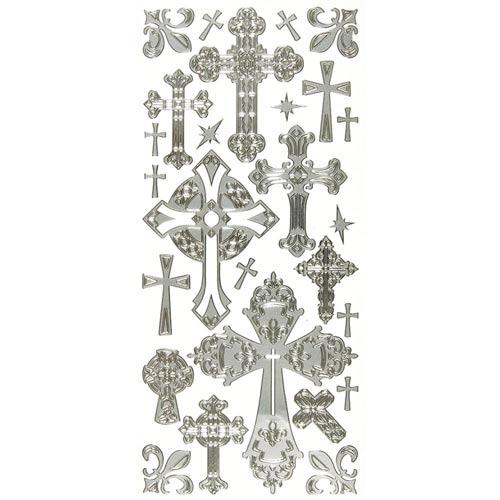 Stickers Kors i Silver Hot of the Press till scrapbooking, pyssel och hobby