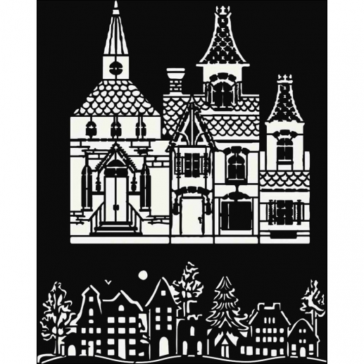 Schablon 20x25 cm - Christmas House