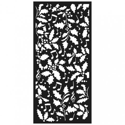 Schablon 12x25 cm - Christmas Holly and Leaves