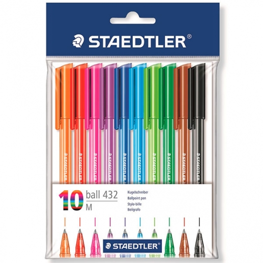 Kulspetspennor 1 mm Staedtler - Mixade Färger - 10 st