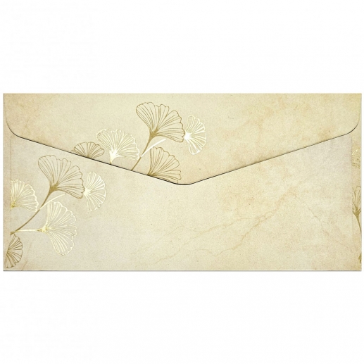 Kuvert 110 x 220 mm - 10 st - Guld med Metallic Blommor