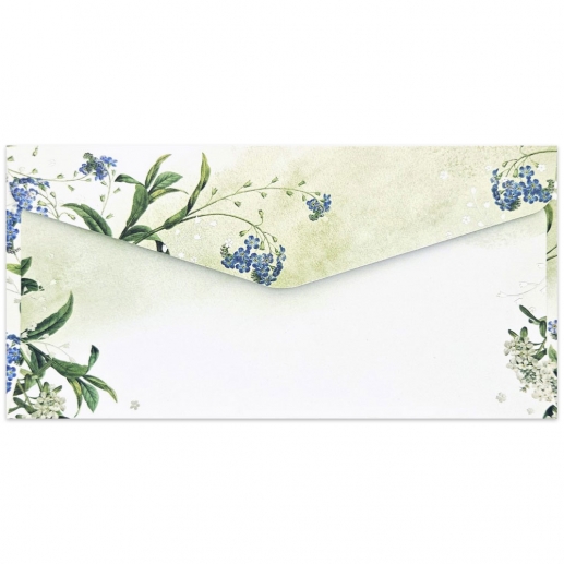 Kuvert 110 x 220 mm - 10 st - Myosotis Silver Greenery