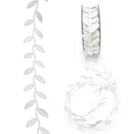 Band Leafy Vine White Mönstrade till scrapbooking, pyssel och hobby