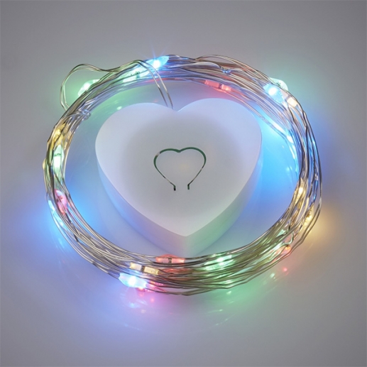 LED Ljusslinga med Hjärtbox - Multifärgad - 2 meter