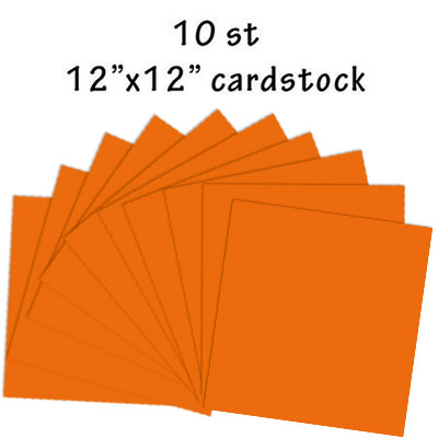Paket Pris 10 st släta cardstock 30,5x30,5 Orange 12"x12"