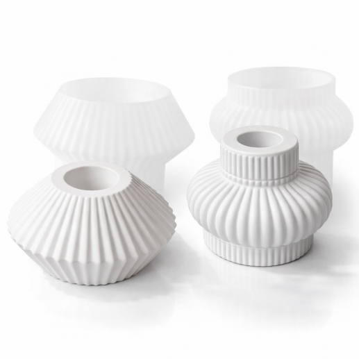 Silikonform för räfflade ljusstakar, 2 st, blank transparent, packshot.