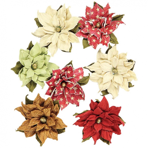 Blommor Seasons Greetings Small Poinsettias 7 st Juldekorationer DIY