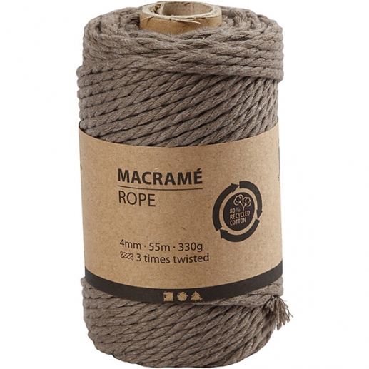 Makramégarn 4 mm - Ljusbrun - 55 m - 330 g